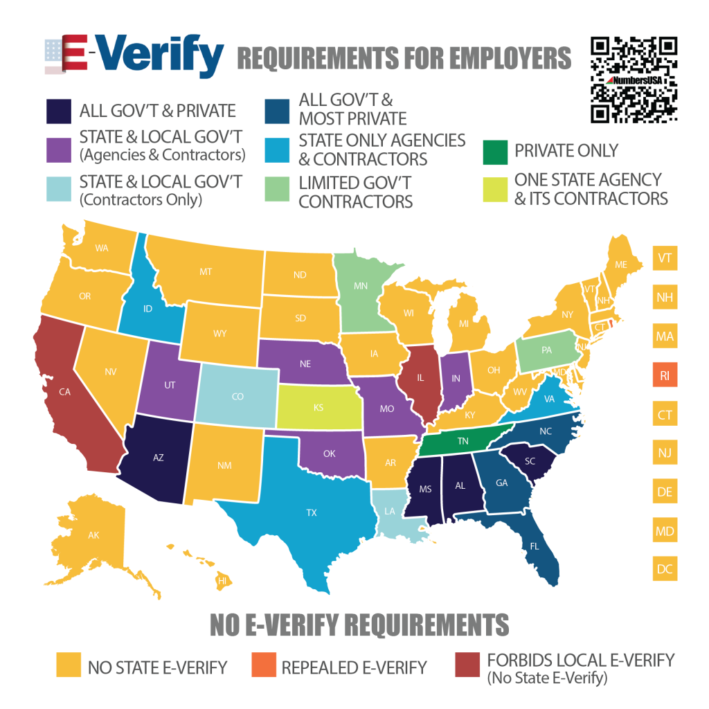 Map of State E-Verify laws.