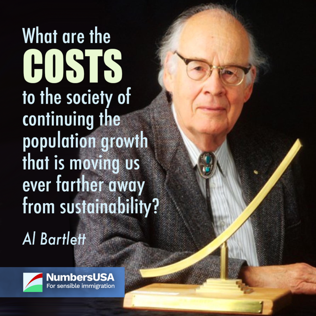 What are the costs to the society of continuing unsustainable population growth?