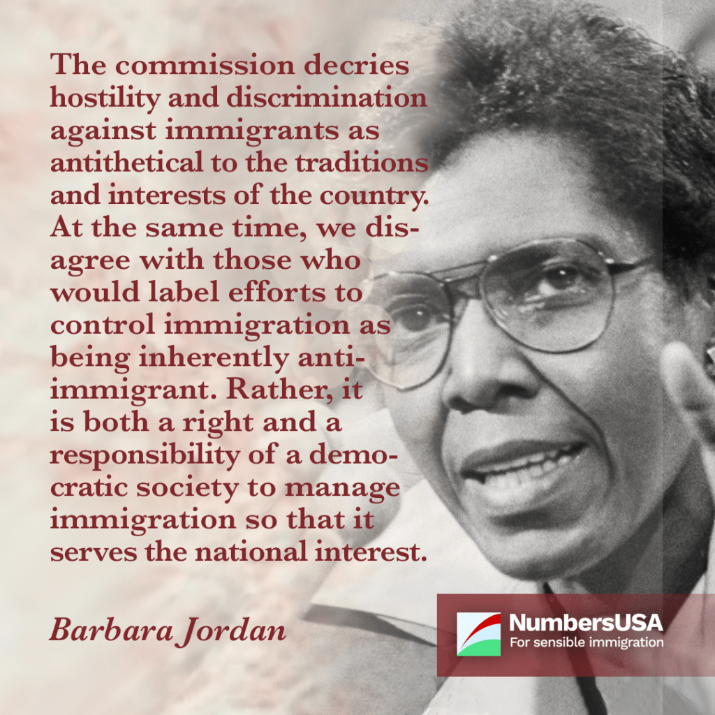 Jordan: "it is both a right and a responsibility of a democratic society to manage immigration so that it serves the national interest."