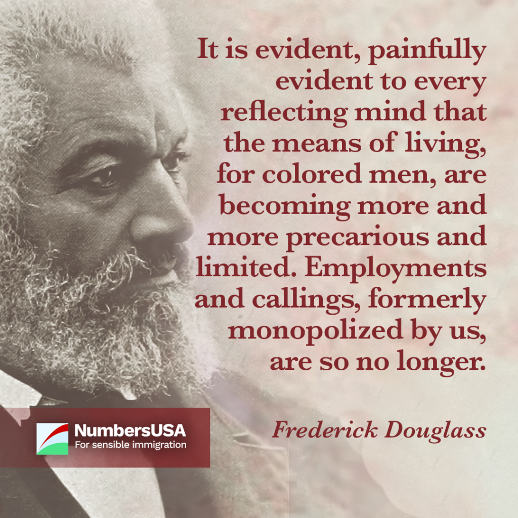 Douglass: "Employments and callings, formerly monopolized by us, are so no longer."