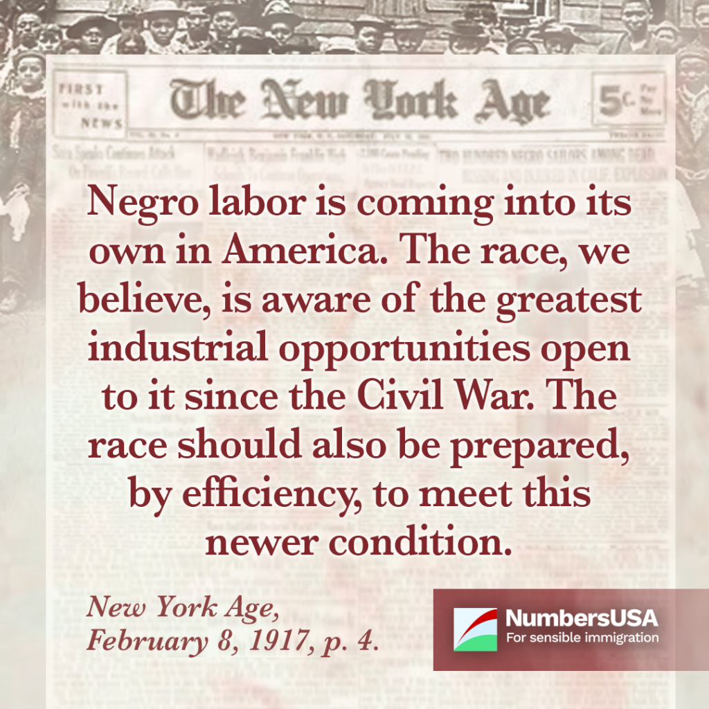 New York Age: WWI presents Black Americans with the greatest industrial opportunities open to them since the Civil War.
